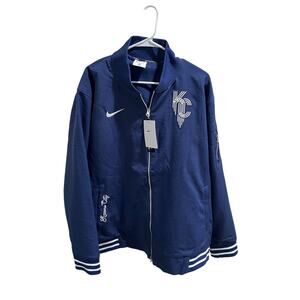 Nike Kansas City Royals Bomber Jacket XXL Blue MLB KC Script Full Zip NWT